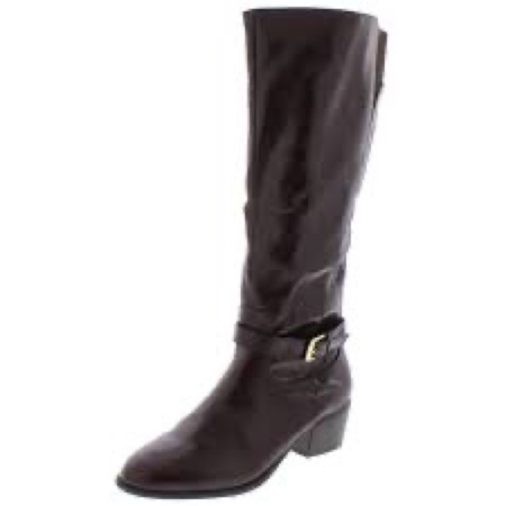 black leather heal boots